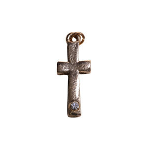 Gold Tone Women's Small Rhinestone Cross Pendant - 3/4" Long